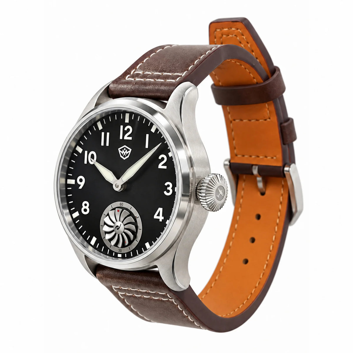 MILITREK 43MM Men's Mechanical Watch ST3620 Vintage Pilot Watch BGW9 Luminous Sapphire Leather Strap Flieger Wristwatch MTA001