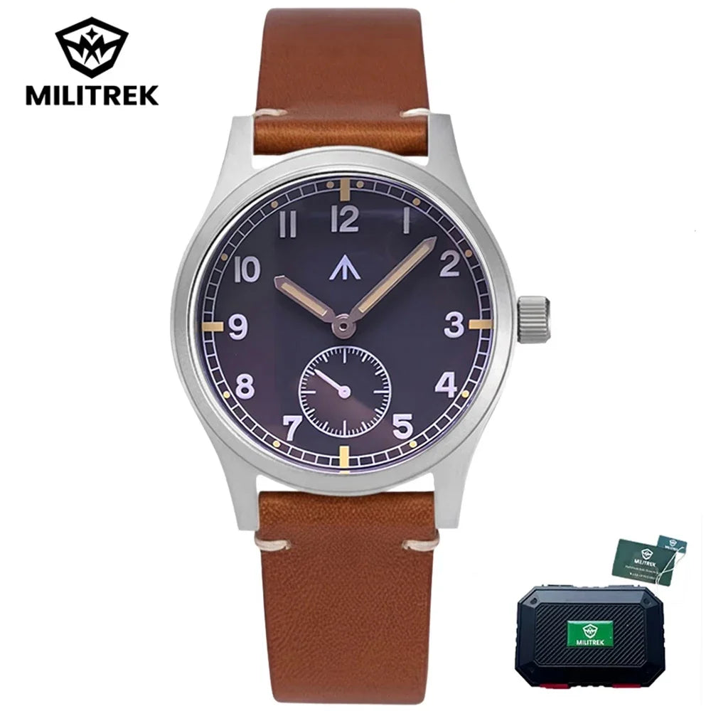 Militrek Official Store MILITREK Field MT9002 D12 Watch 37mm AR Sapphire Quartz Movement Watches Waterproof Sub-second Stainless Steel Wristwatch - Black 1