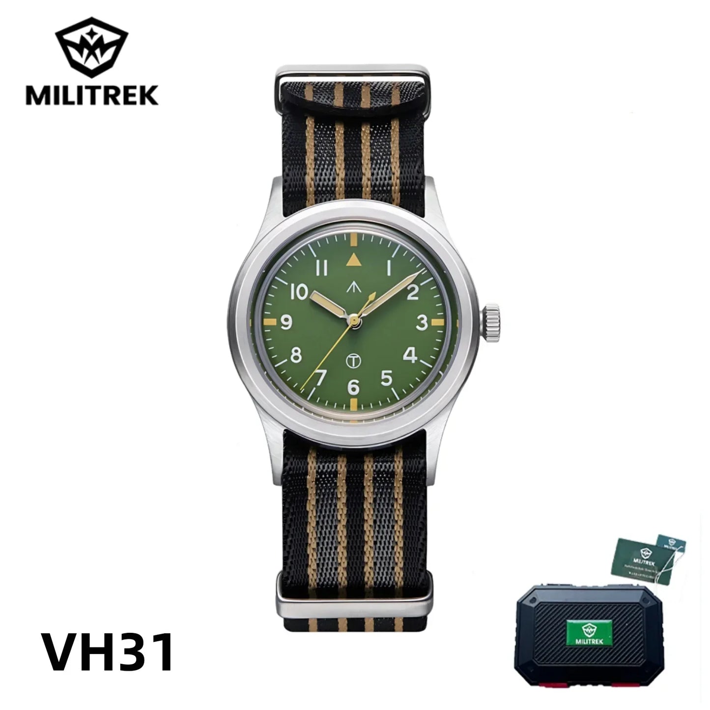 MILITREK 2025 Men Quartz Watch VH31 36mm Military Field Outdoor Watch K1 Glass Luminous Waterproof Stainless Steel Reloj Hombre MT9003