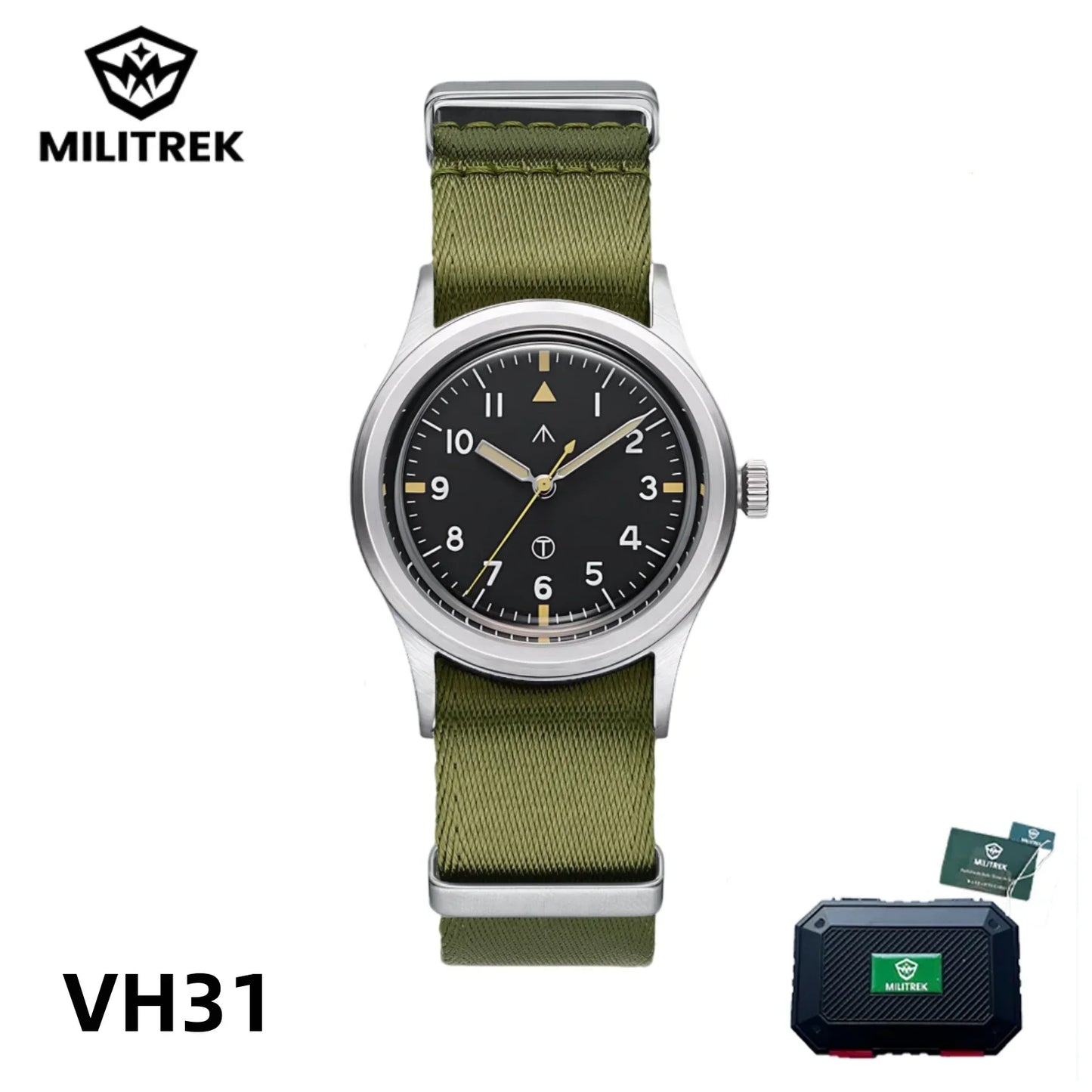 MILITREK 2025 Men Quartz Watch VH31 36mm Military Field Outdoor Watch K1 Glass Luminous Waterproof Stainless Steel Reloj Hombre MT9003