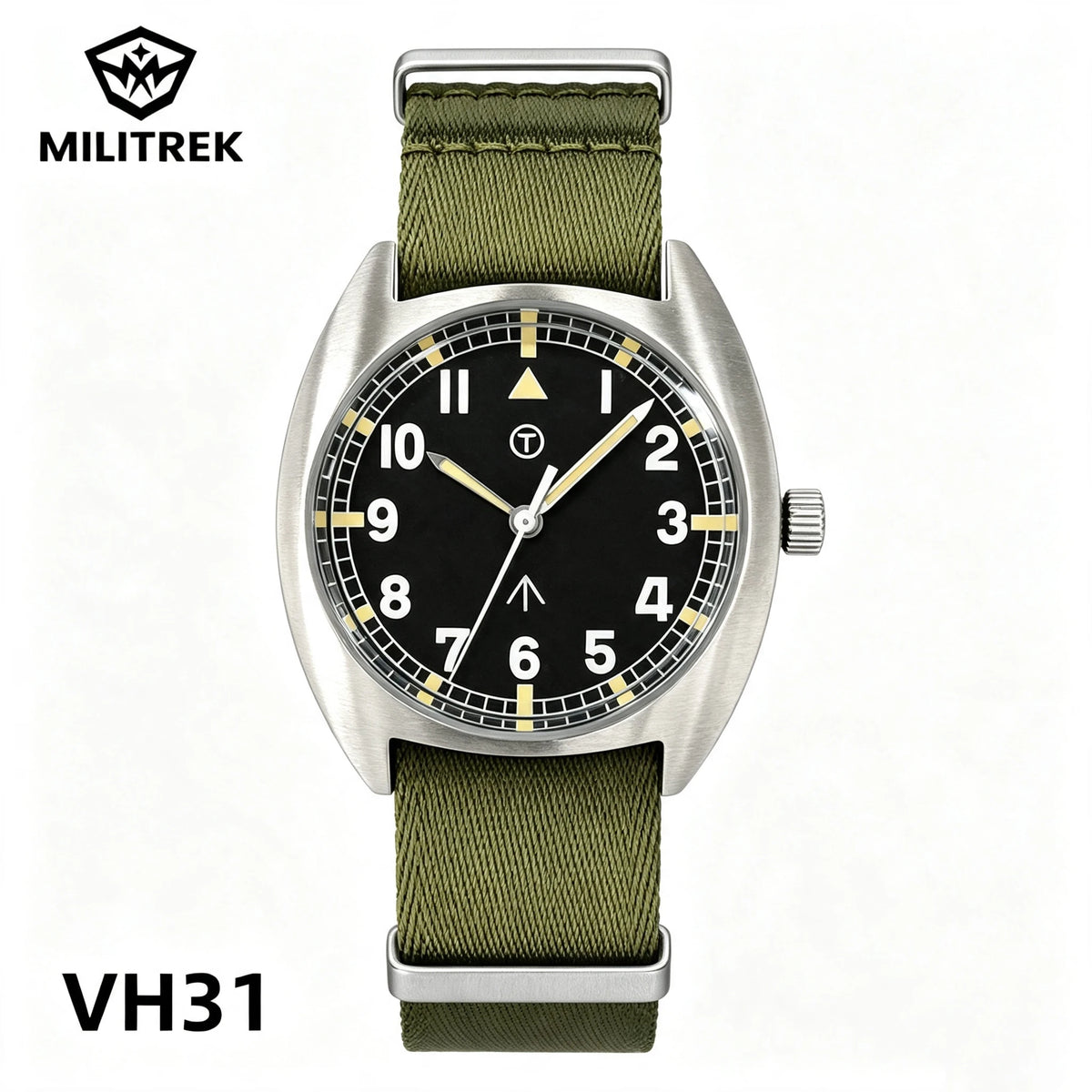 MILITREK MT9004 W10 Pilot Watch Men VH31 Sweep Quartz 316L Steel Sapphire 100M Waterproof Vintage Military Field Wristwatch