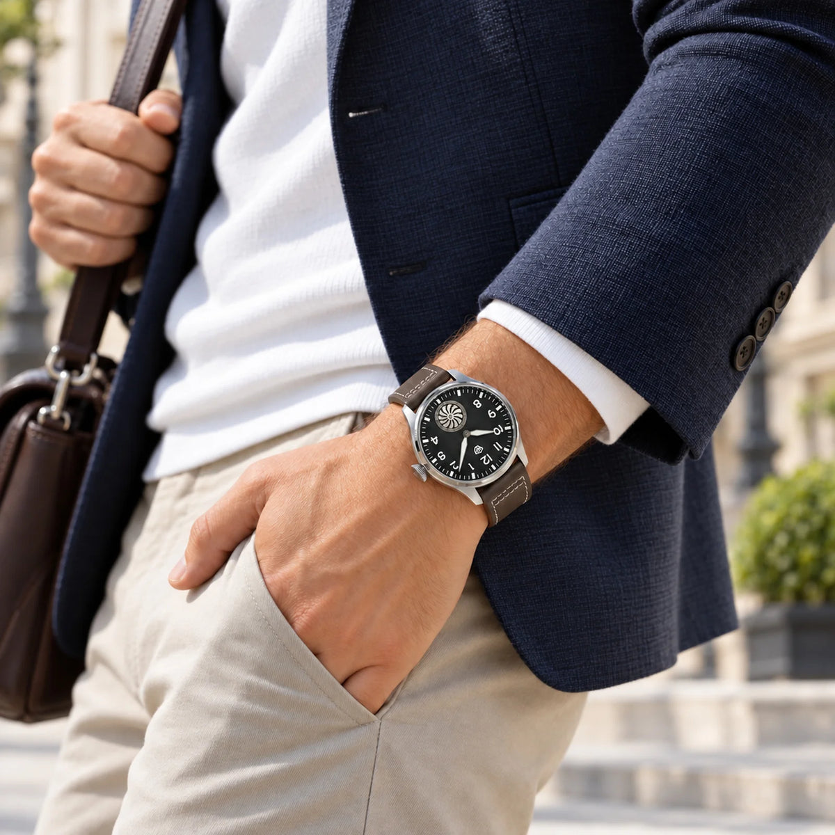 MILITREK 43MM Men's Mechanical Watch ST3620 Vintage Pilot Watch BGW9 Luminous Sapphire Leather Strap Flieger Wristwatch MTA001
