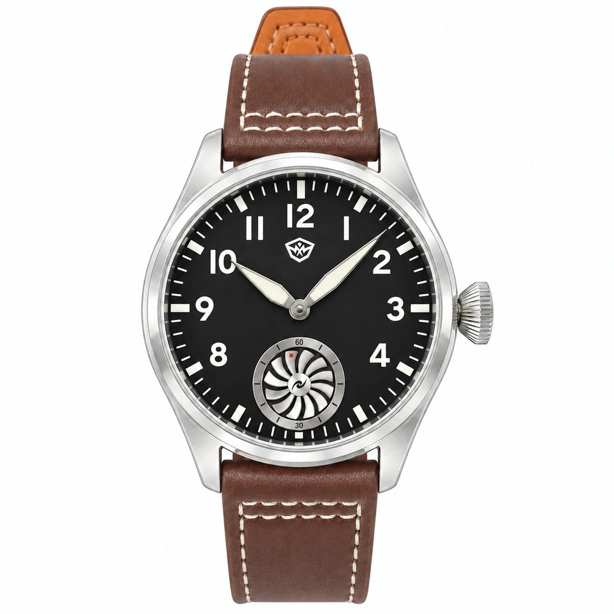 MILITREK 43MM Men's Mechanical Watch ST3620 Vintage Pilot Watch BGW9 Luminous Sapphire Leather Strap Flieger Wristwatch MTA001