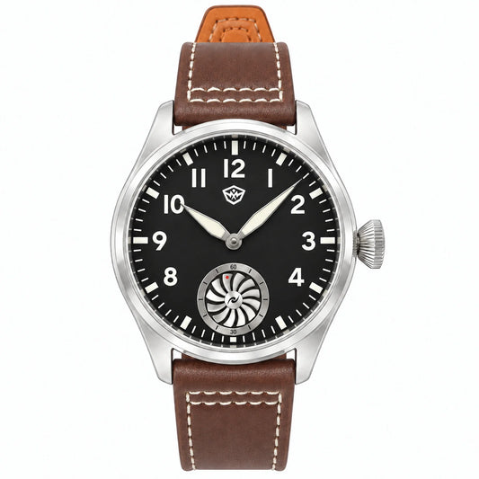 MILITREK 43MM Men's Mechanical Watch ST3620 Vintage Pilot Watch BGW9 Luminous Sapphire Leather Strap Flieger Wristwatch MTA001