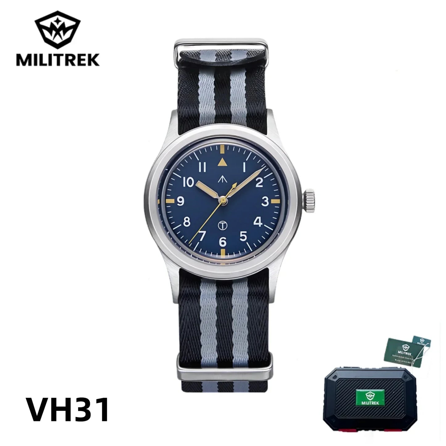 MILITREK 2025 Men Quartz Watch VH31 36mm Military Field Outdoor Watch K1 Glass Luminous Waterproof Stainless Steel Reloj Hombre MT9003