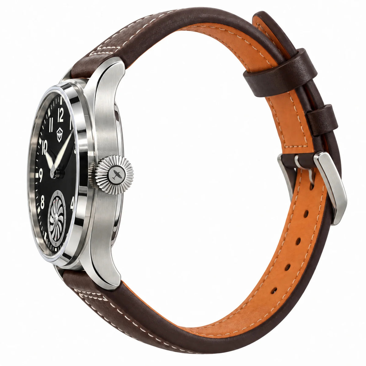 MILITREK 43MM Men's Mechanical Watch ST3620 Vintage Pilot Watch BGW9 Luminous Sapphire Leather Strap Flieger Wristwatch MTA001